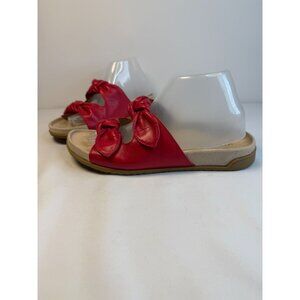 Vionic Elara Red Leather Adjustable Slide Comfort Sandals Women’s Size 8.5